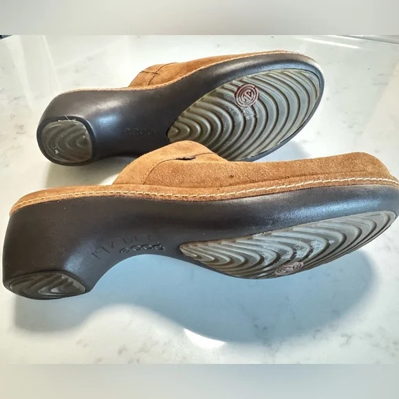 ECCO Women’s Brown Suede Slip-On  Clogs. Mules. Size 39/US 8-8.5 - Picture 9 of 9